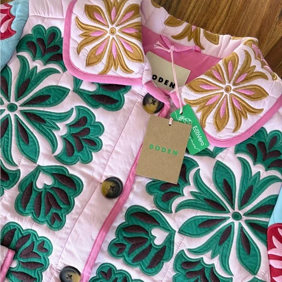 NWT Boden Women’s Fitzrovia Embroidered Jacket Size 6 Quilted Spring Coat Floral - Picture 8 of 16